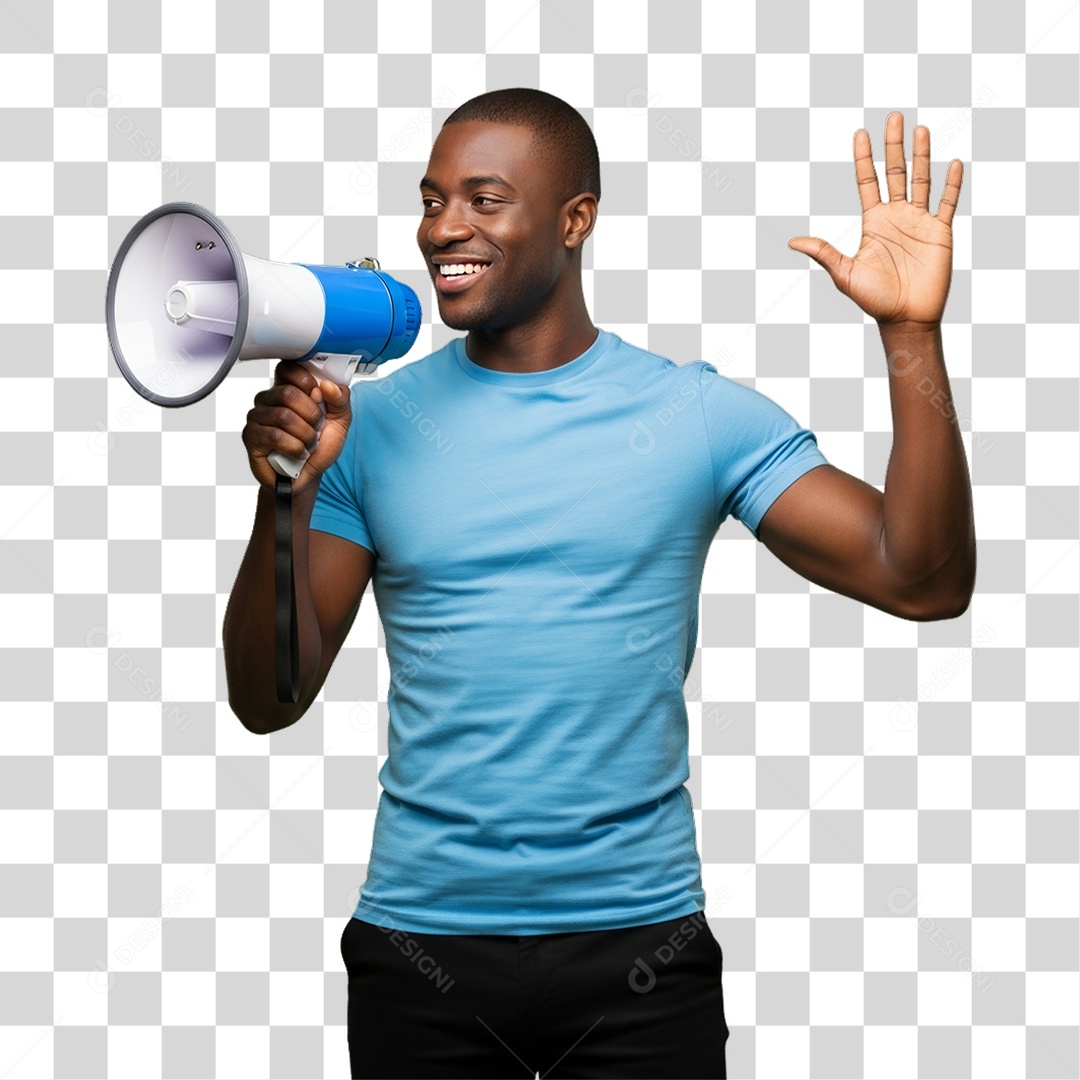 Homem de Camisa Azul para Conscientização de Novembro Azul PNG Transparente