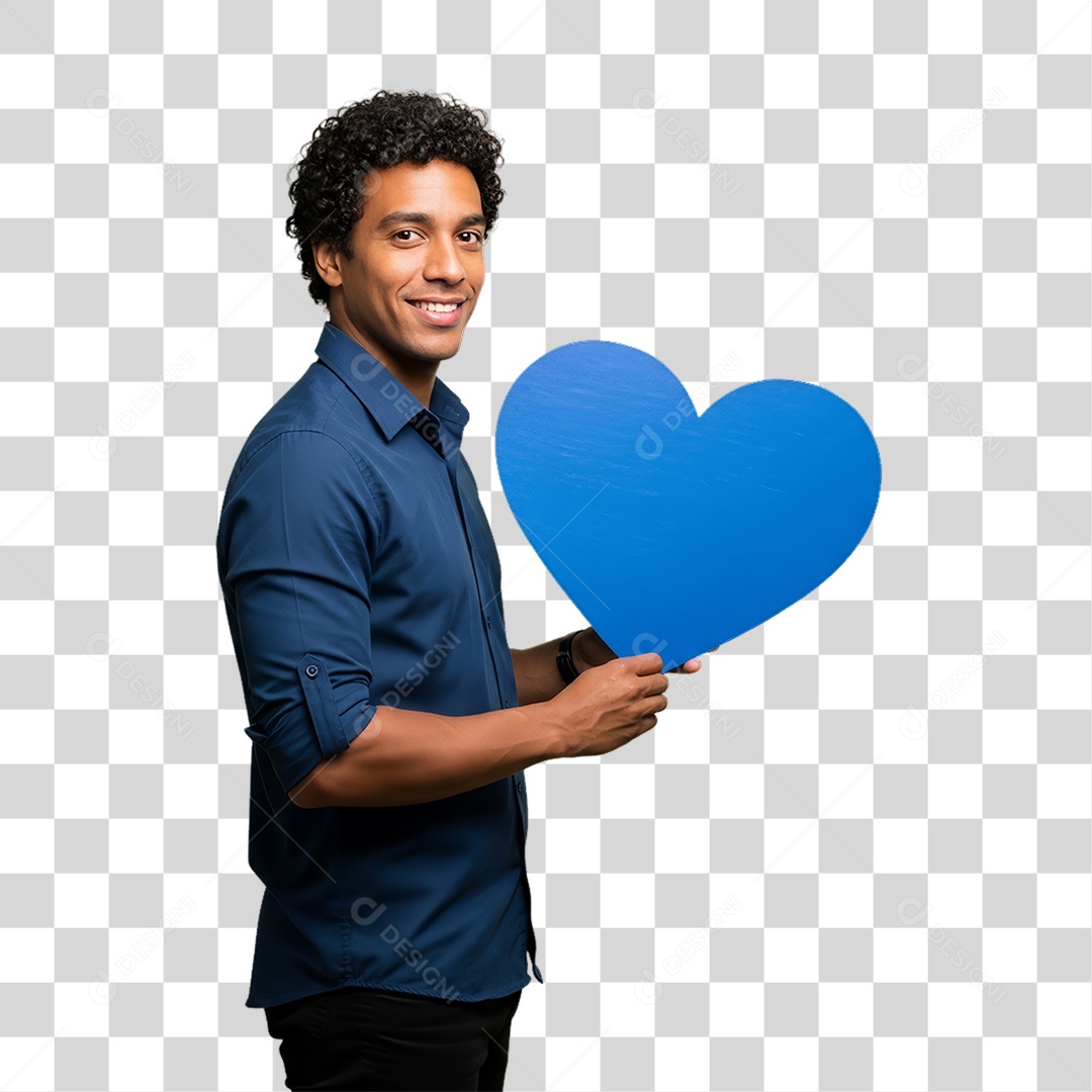 Homem de Camisa Azul para Conscientização de Novembro Azul PNG Transparente