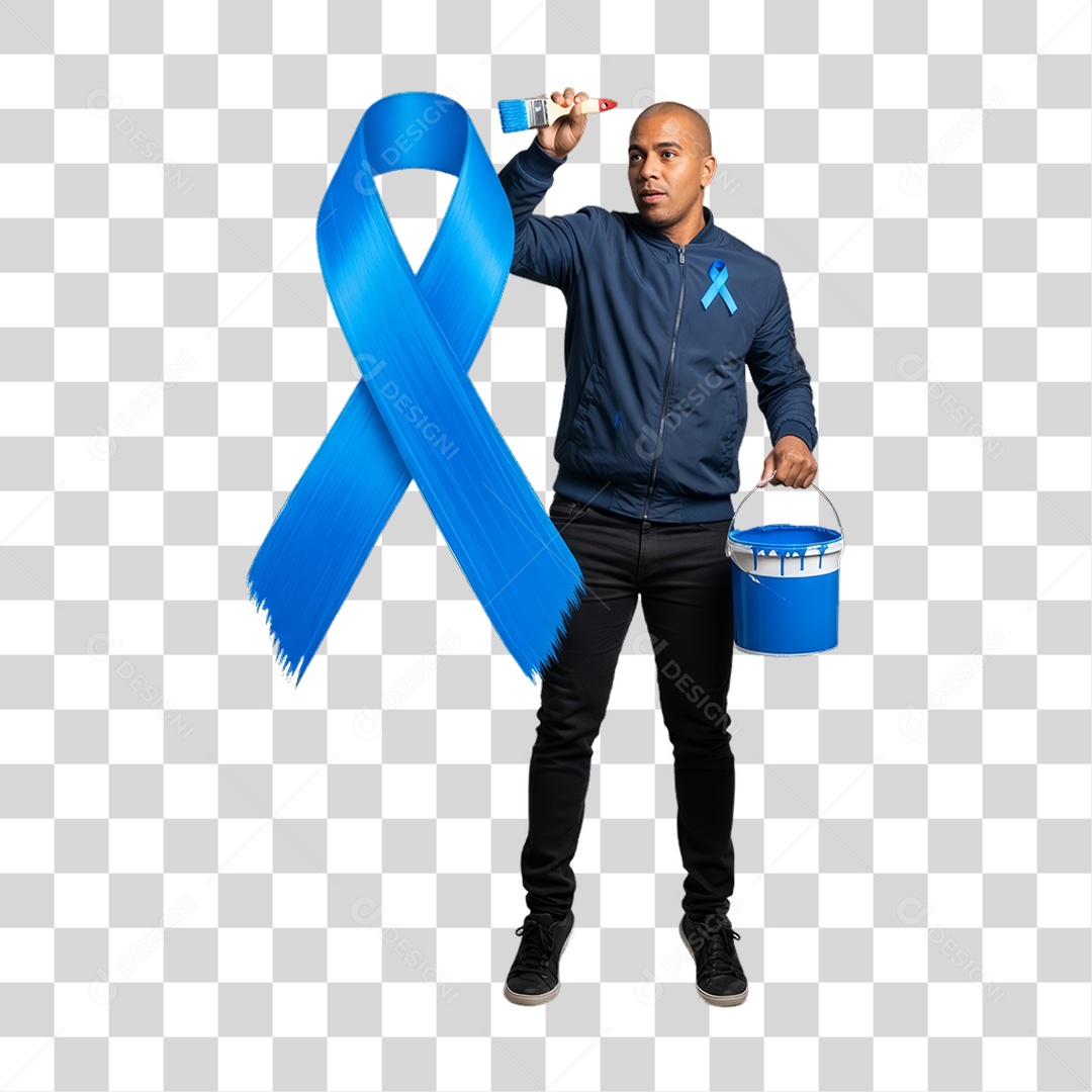 Homem de Camisa Azul para Conscientização de Novembro Azul PNG Transparente