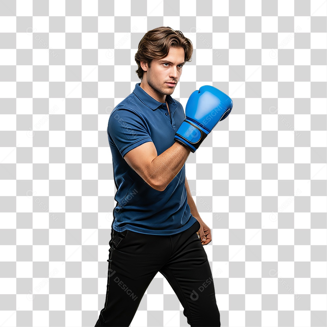 Homem de Camisa Azul para Conscientização de Novembro Azul PNG Transparente