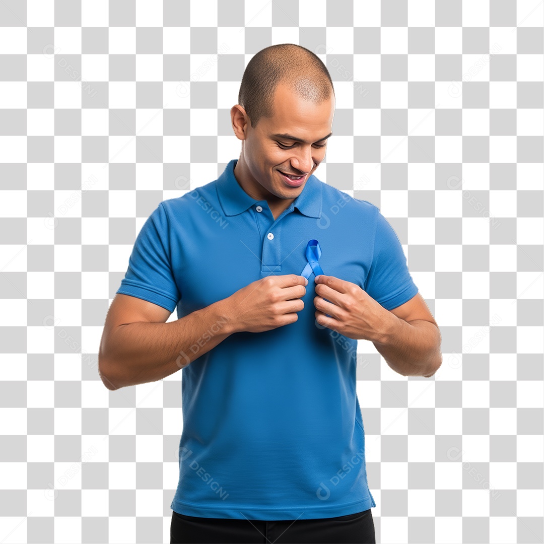 Homem de Camisa Azul para Conscientização de Novembro Azul PNG Transparente