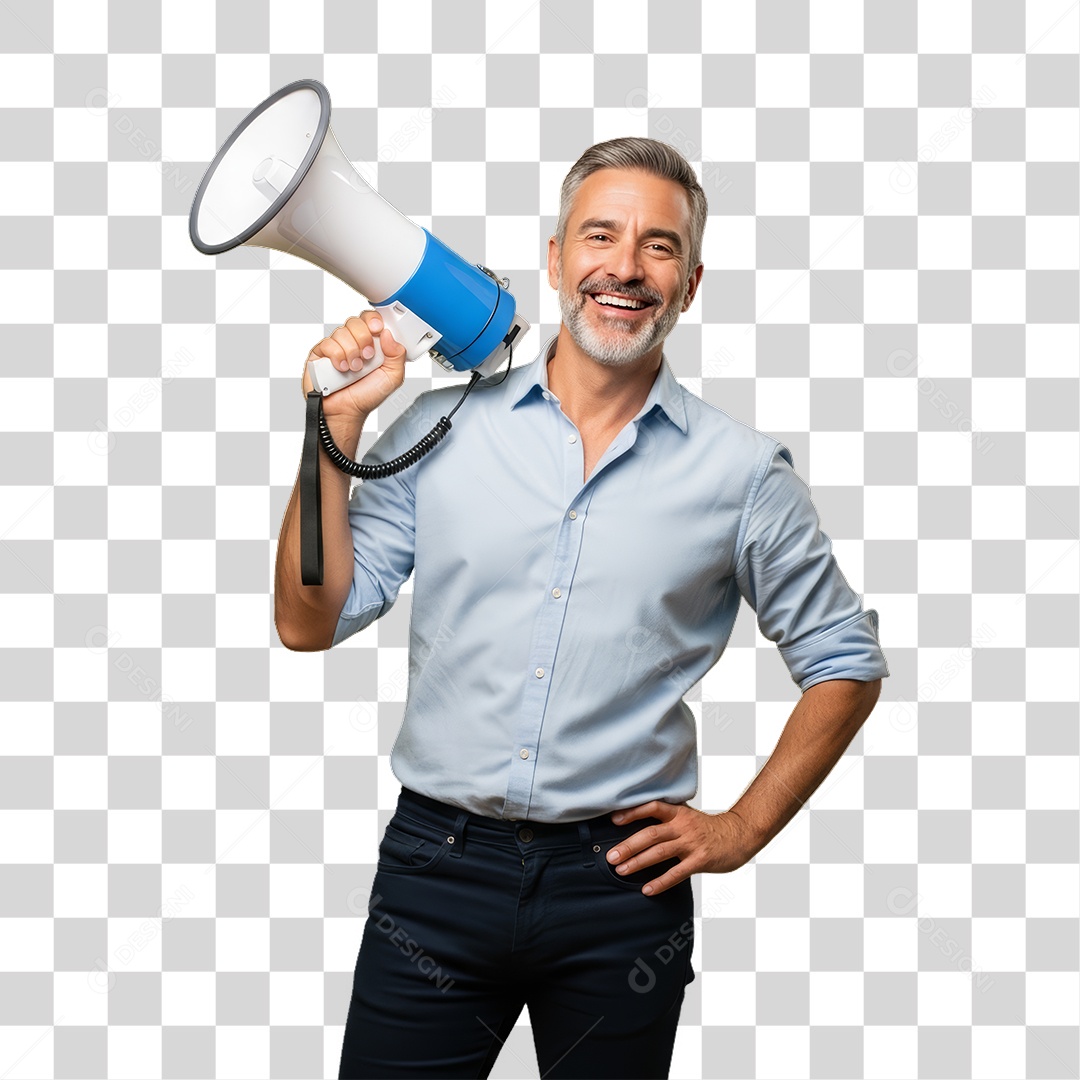 Homem de Camisa Azul para Conscientização de Novembro Azul PNG Transparente