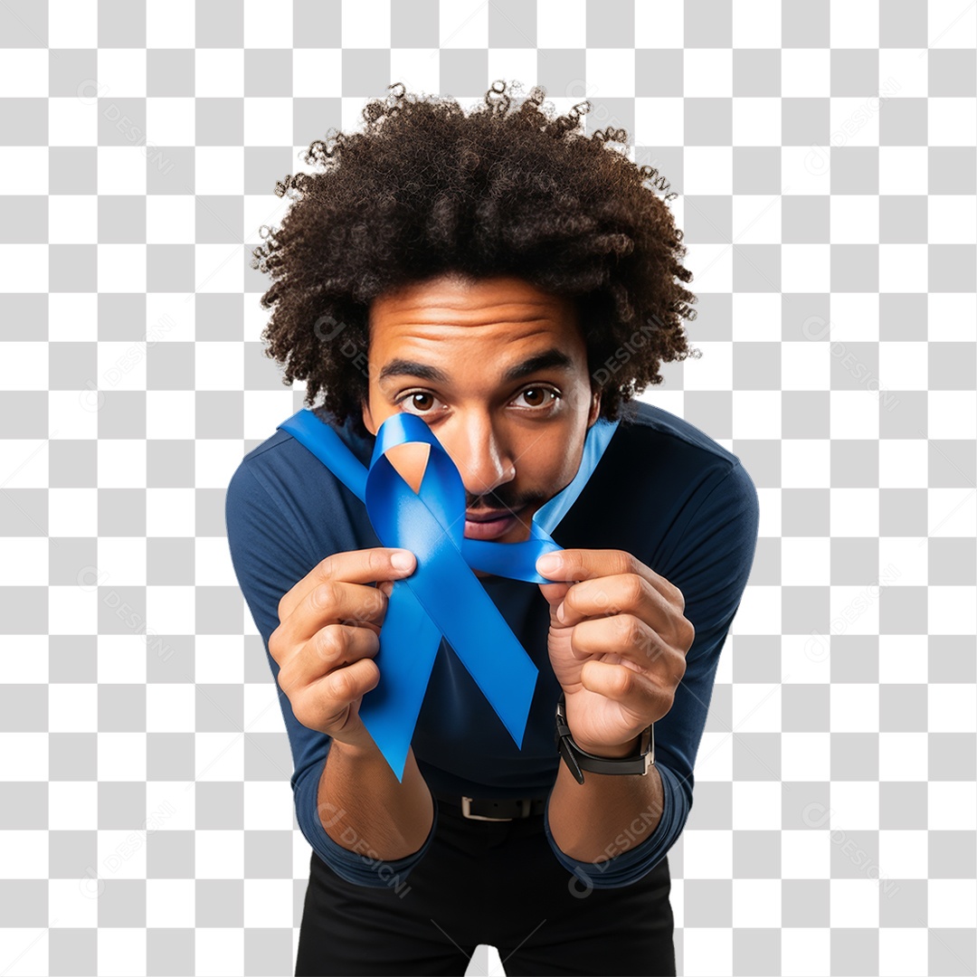 Homem de Camisa Azul para Conscientização de Novembro Azul PNG Transparente