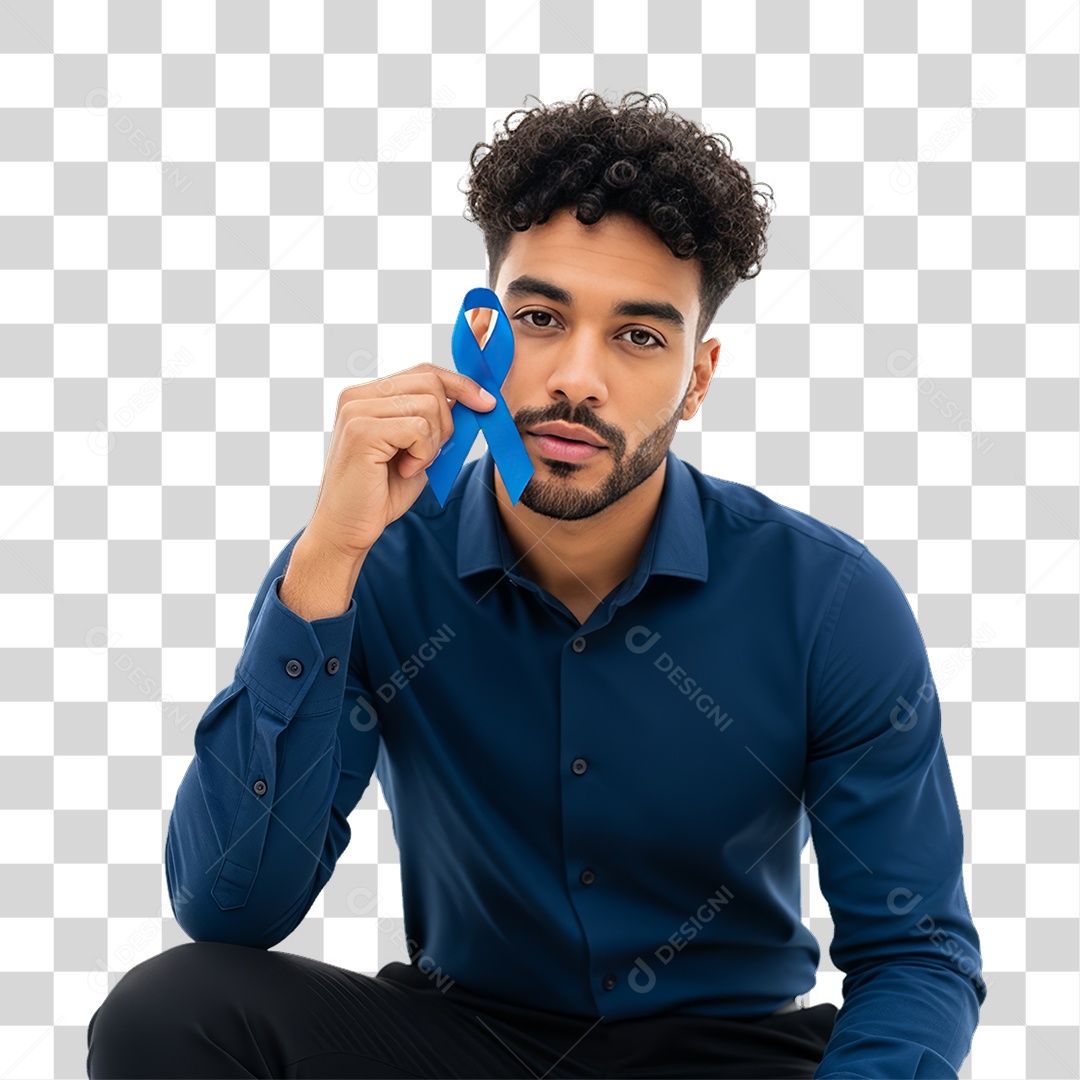Homem de Camisa Azul para Conscientização de Novembro Azul PNG Transparente