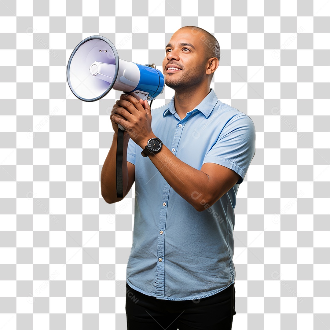 Homem de Camisa Azul para Conscientização de Novembro Azul PNG Transparente