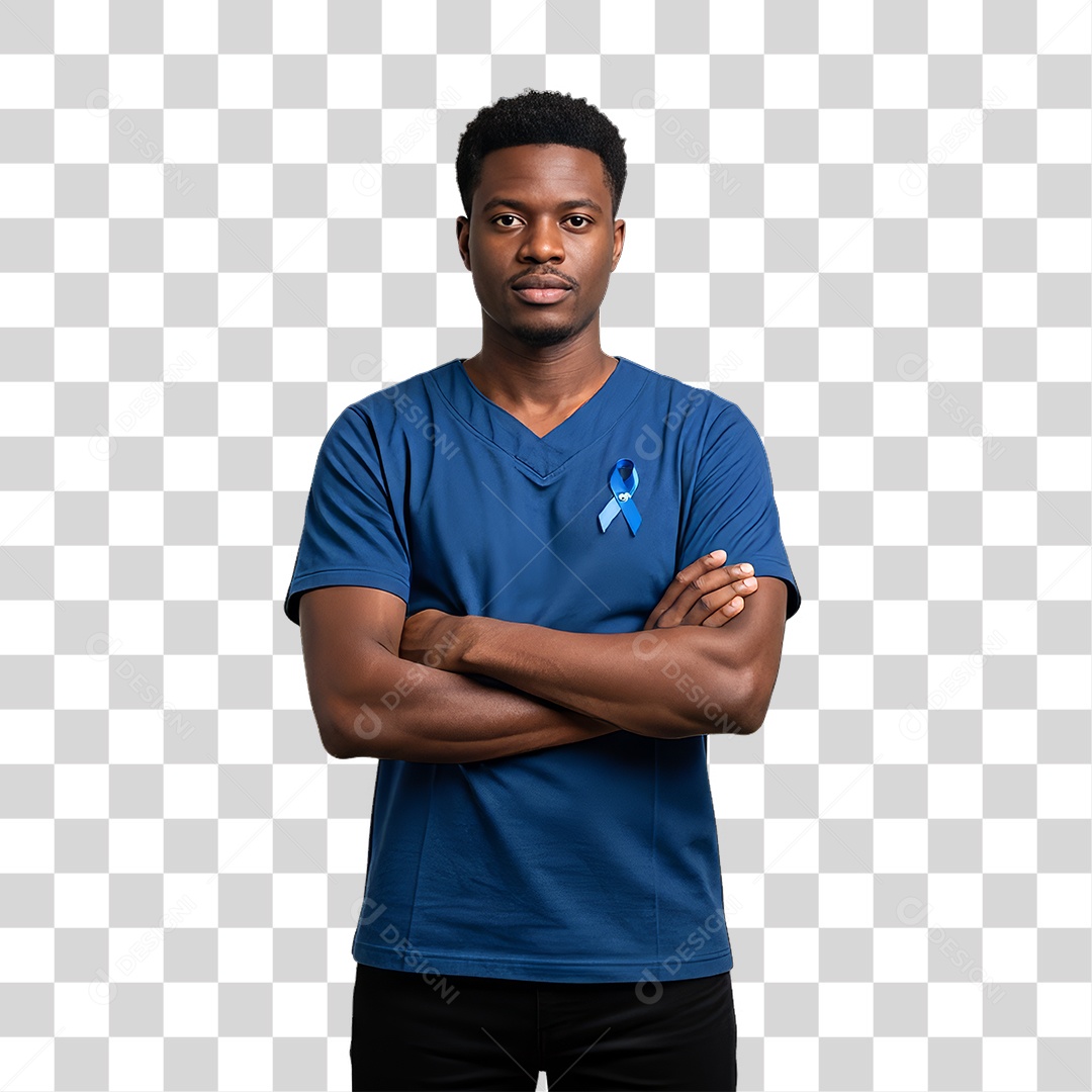 Homem de Camisa Azul para Conscientização de Novembro Azul PNG Transparente