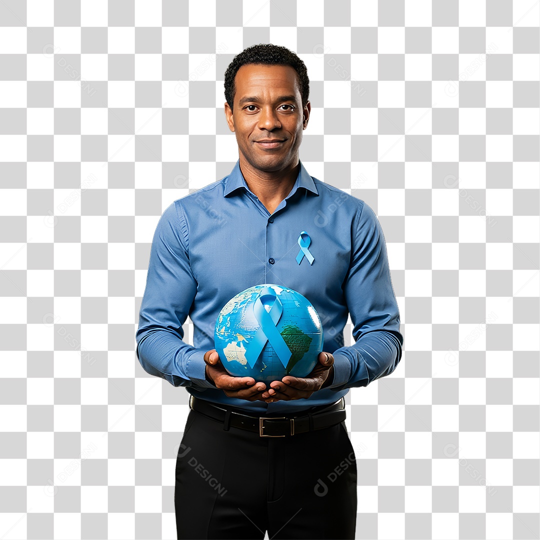 Homem de Camisa Azul para Conscientização de Novembro Azul PNG Transparente