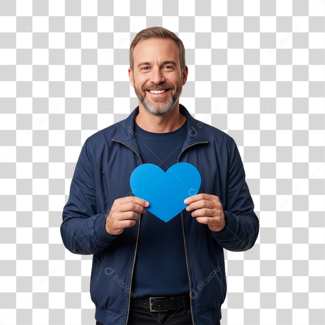 Homem de Camisa Azul para Conscientização de Novembro Azul PNG Transparente