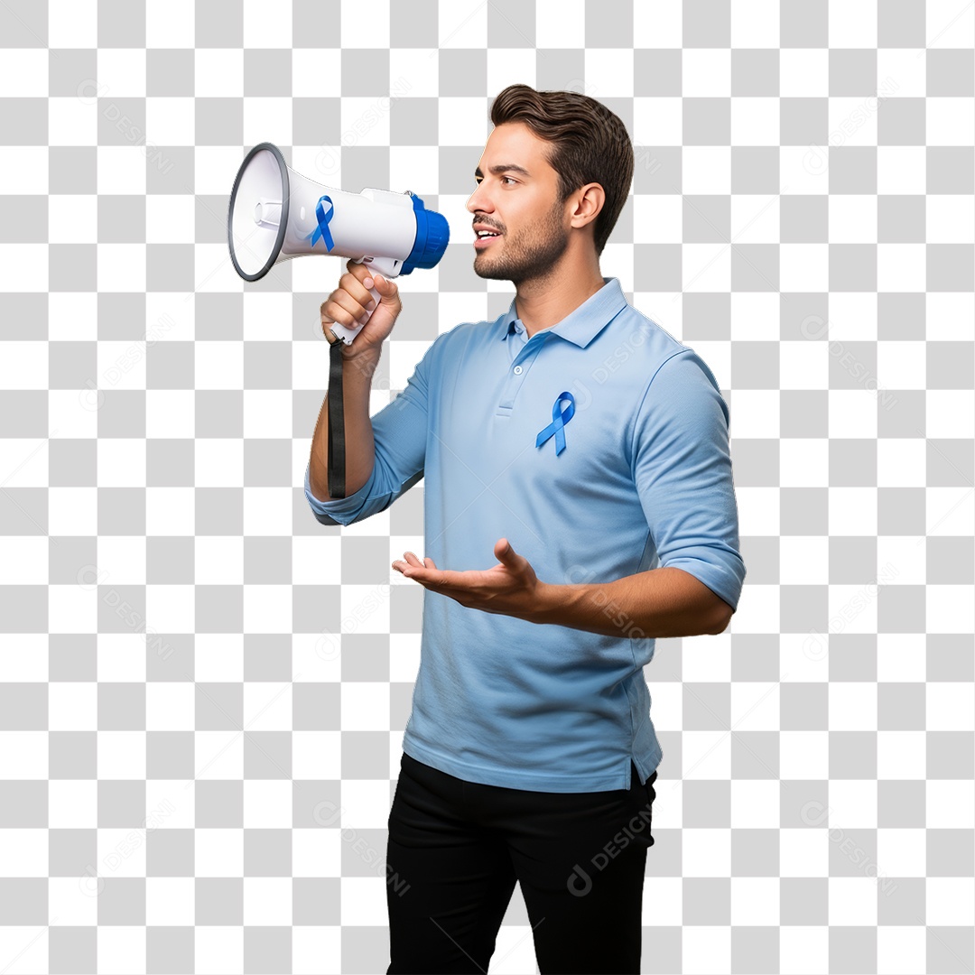Homem de Camisa Azul para Conscientização de Novembro Azul PNG Transparente