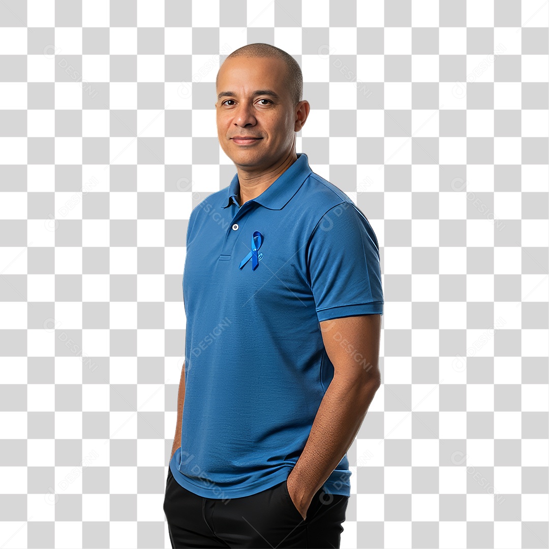 Homem de Camisa Azul para Conscientização de Novembro Azul PNG Transparente