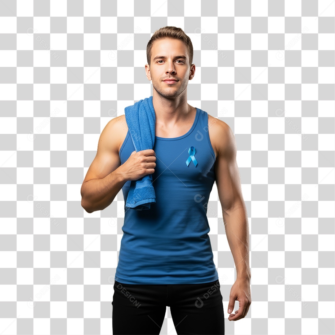 Homem de Camisa Azul para Conscientização de Novembro Azul PNG Transparente