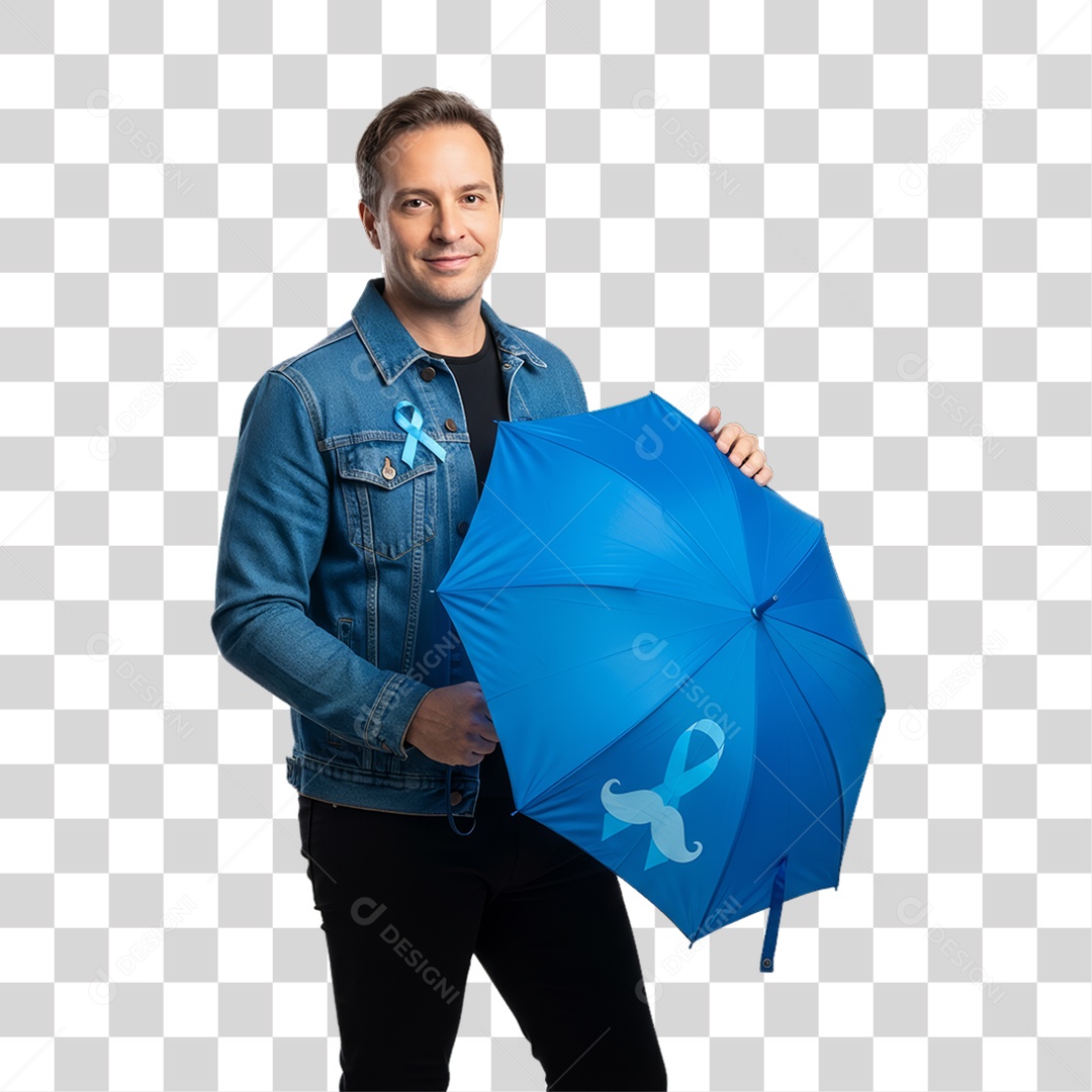 Homem de Camisa Azul para Conscientização de Novembro Azul PNG Transparente