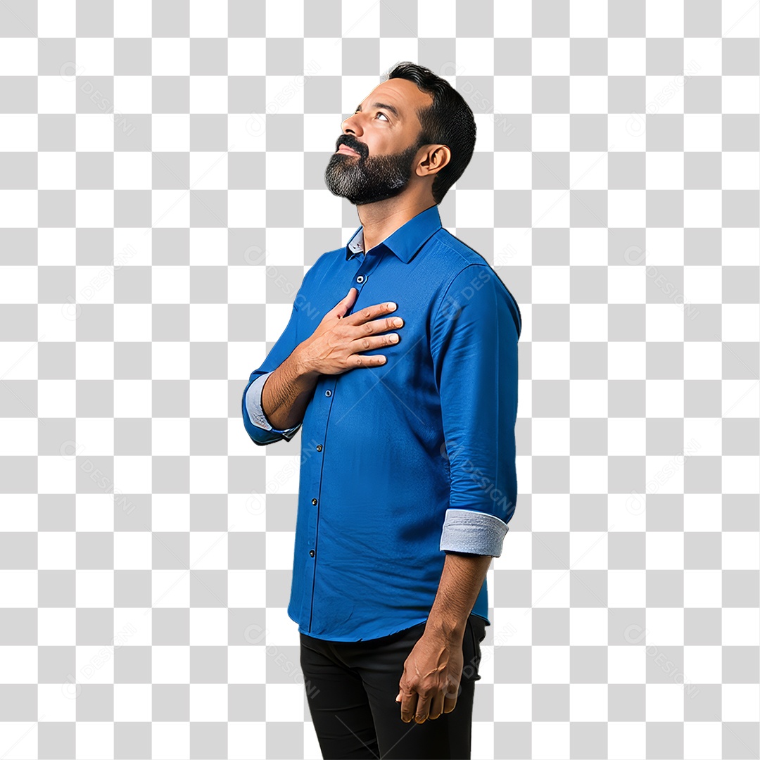 Homem de Camisa Azul para Conscientização de Novembro Azul PNG Transparente