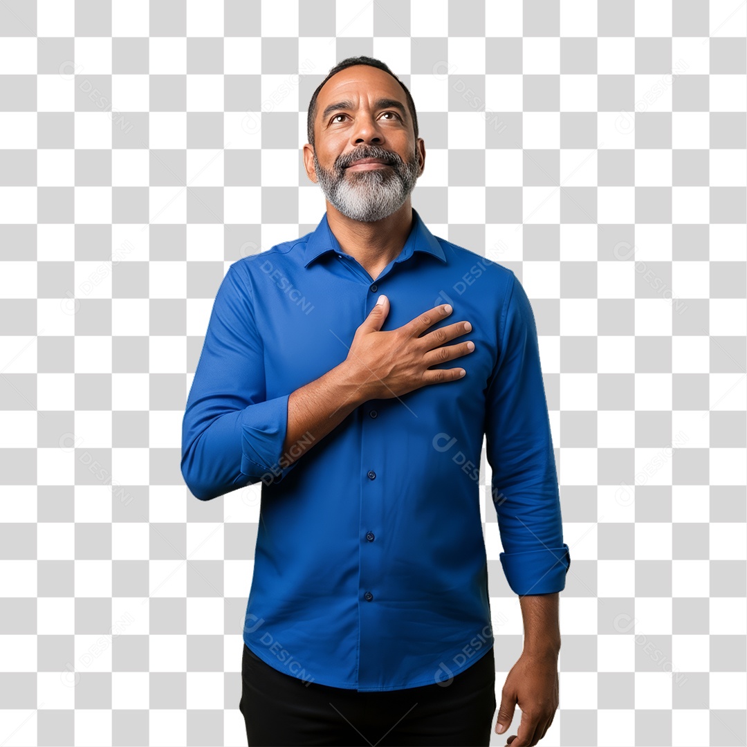 Homem de Camisa Azul para Conscientização de Novembro Azul PNG Transparente