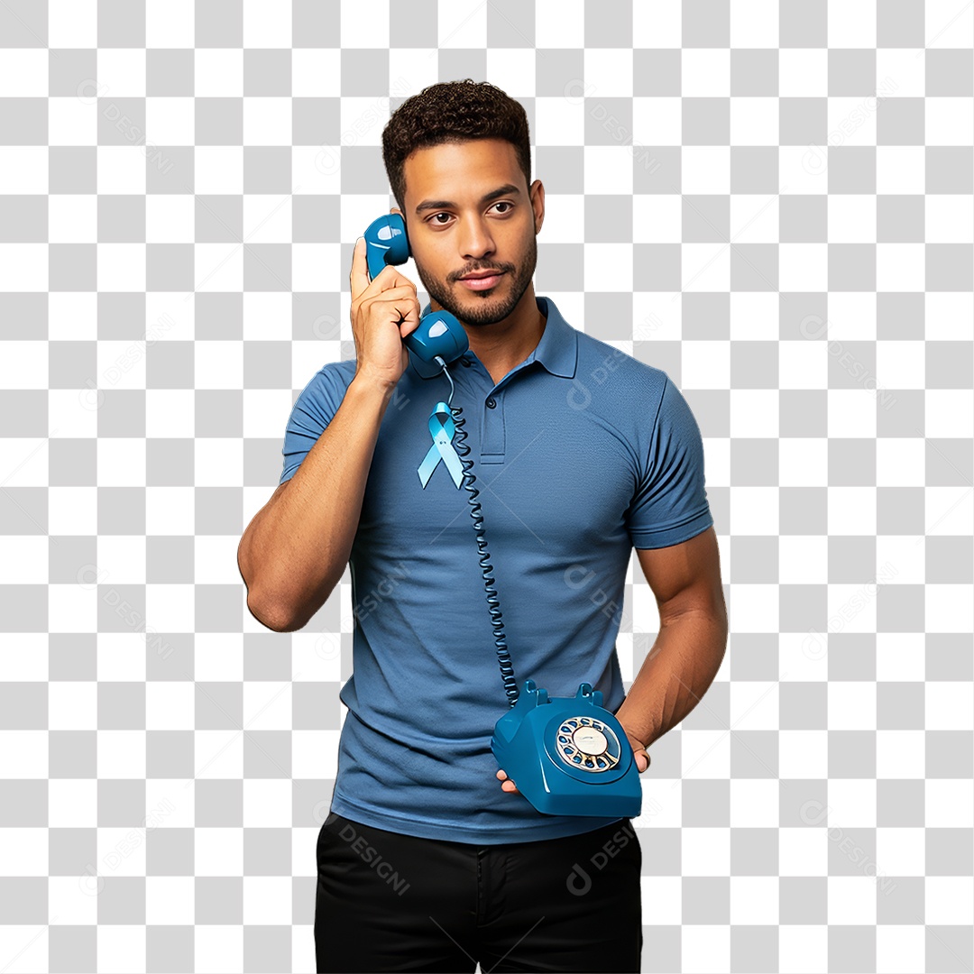 Homem de Camisa Azul para Conscientização de Novembro Azul PNG Transparente