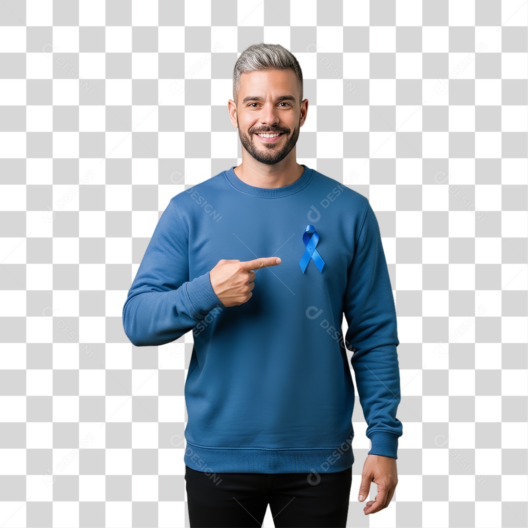 Homem de Camisa Azul para Conscientização de Novembro Azul PNG Transparente