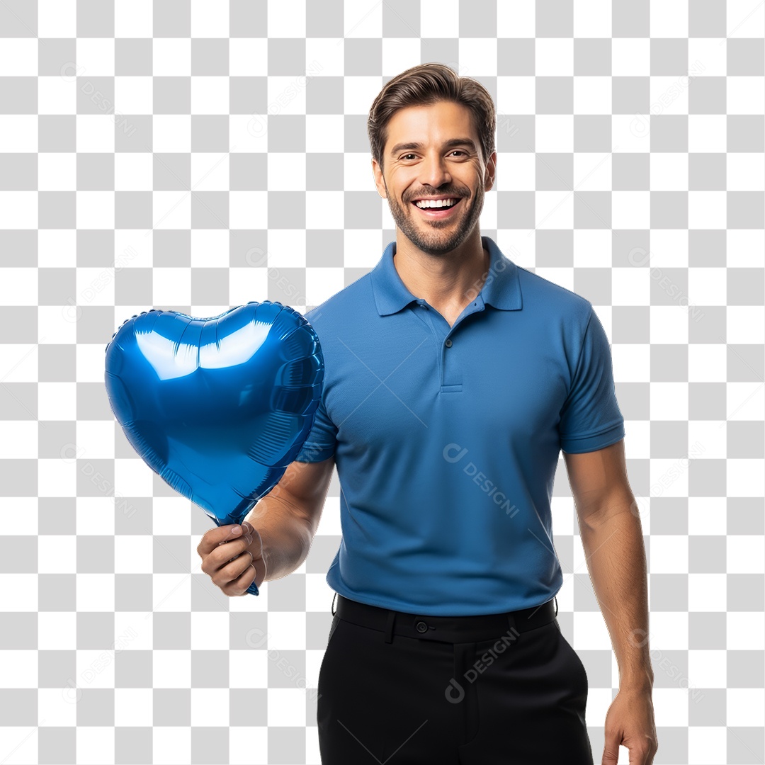 Homem de Camisa Azul para Conscientização de Novembro Azul PNG Transparente