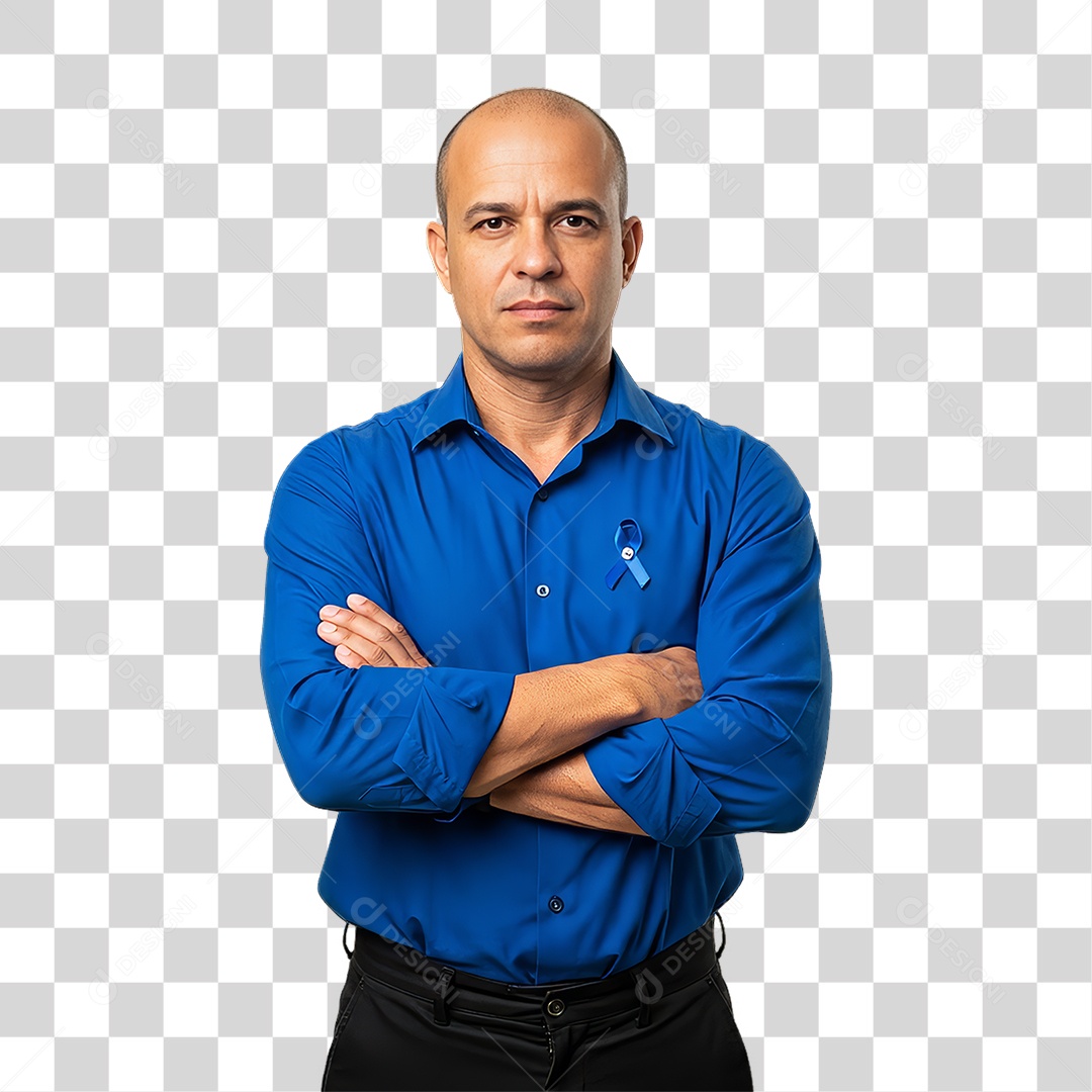 Homem de Camisa Azul para Conscientização de Novembro Azul PNG Transparente
