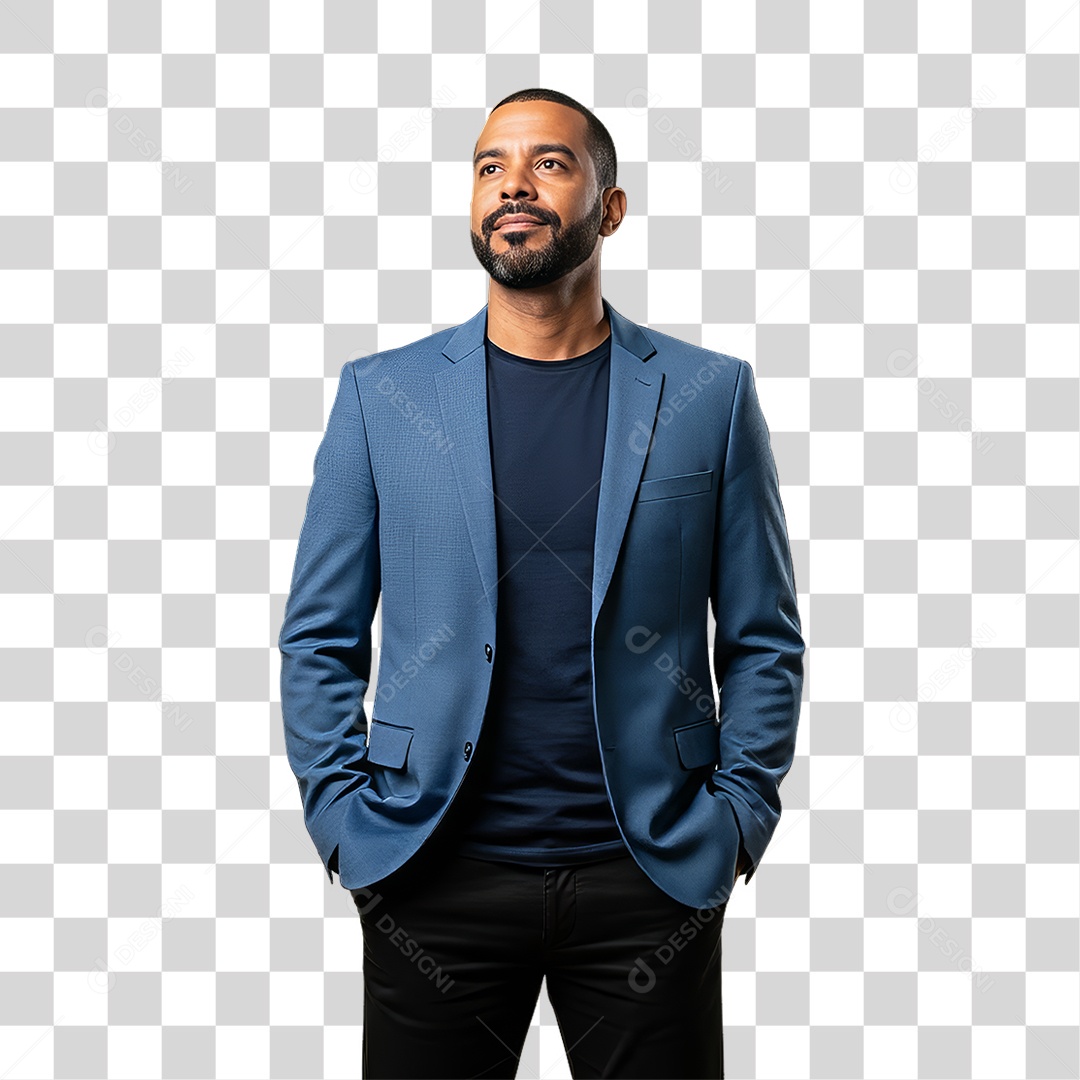 Homem de Camisa Azul para Conscientização de Novembro Azul PNG Transparente