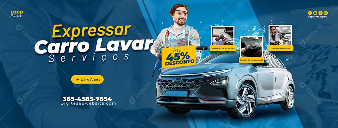 Exlusivo Serviço de Lava Jato 45% Banner Social Media PSD Editável