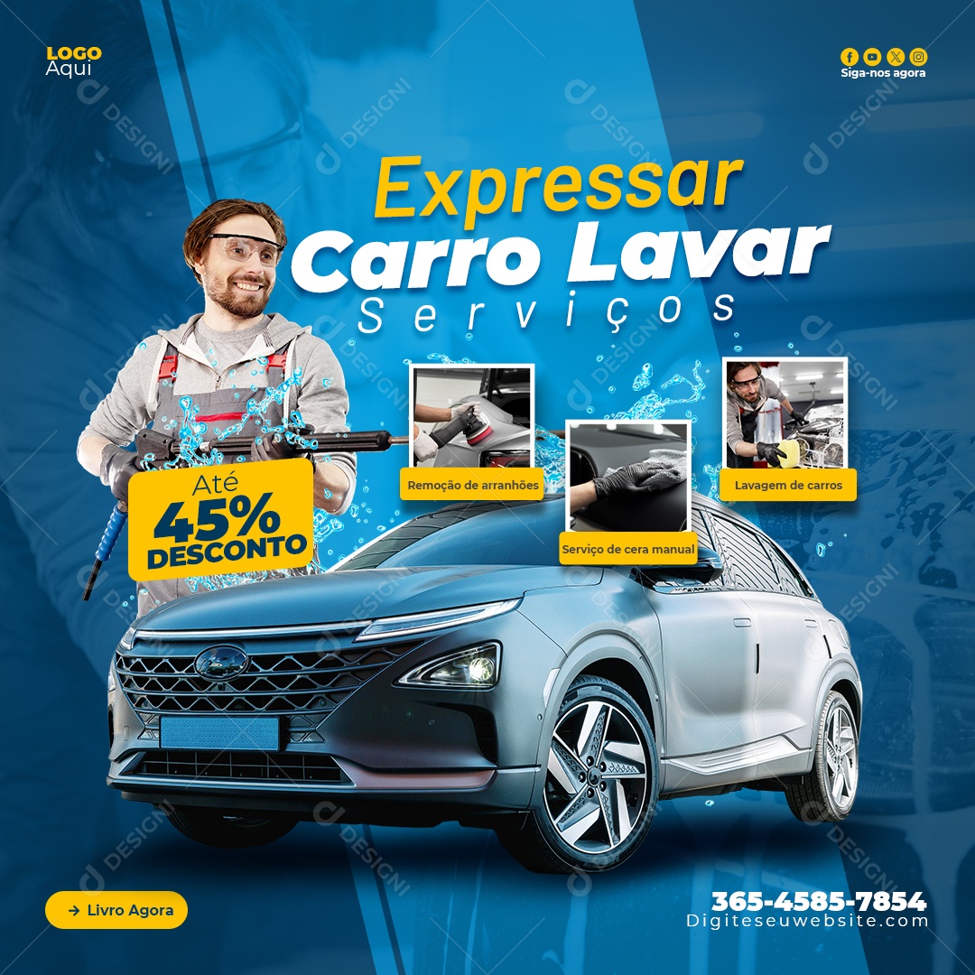 Exlusivo Serviço de Lava Jato 45% Social Media PSD Editável