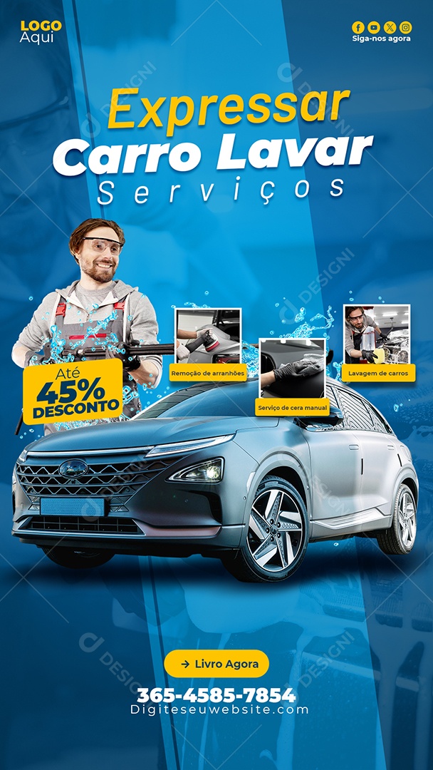 Exlusivo Serviço de Lava Jato 45% Story Social Media PSD Editável