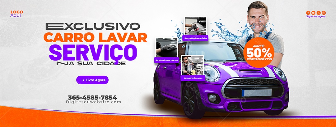Exlusivo Serviço de Lava Jato 50% Banner Social Media PSD Editável