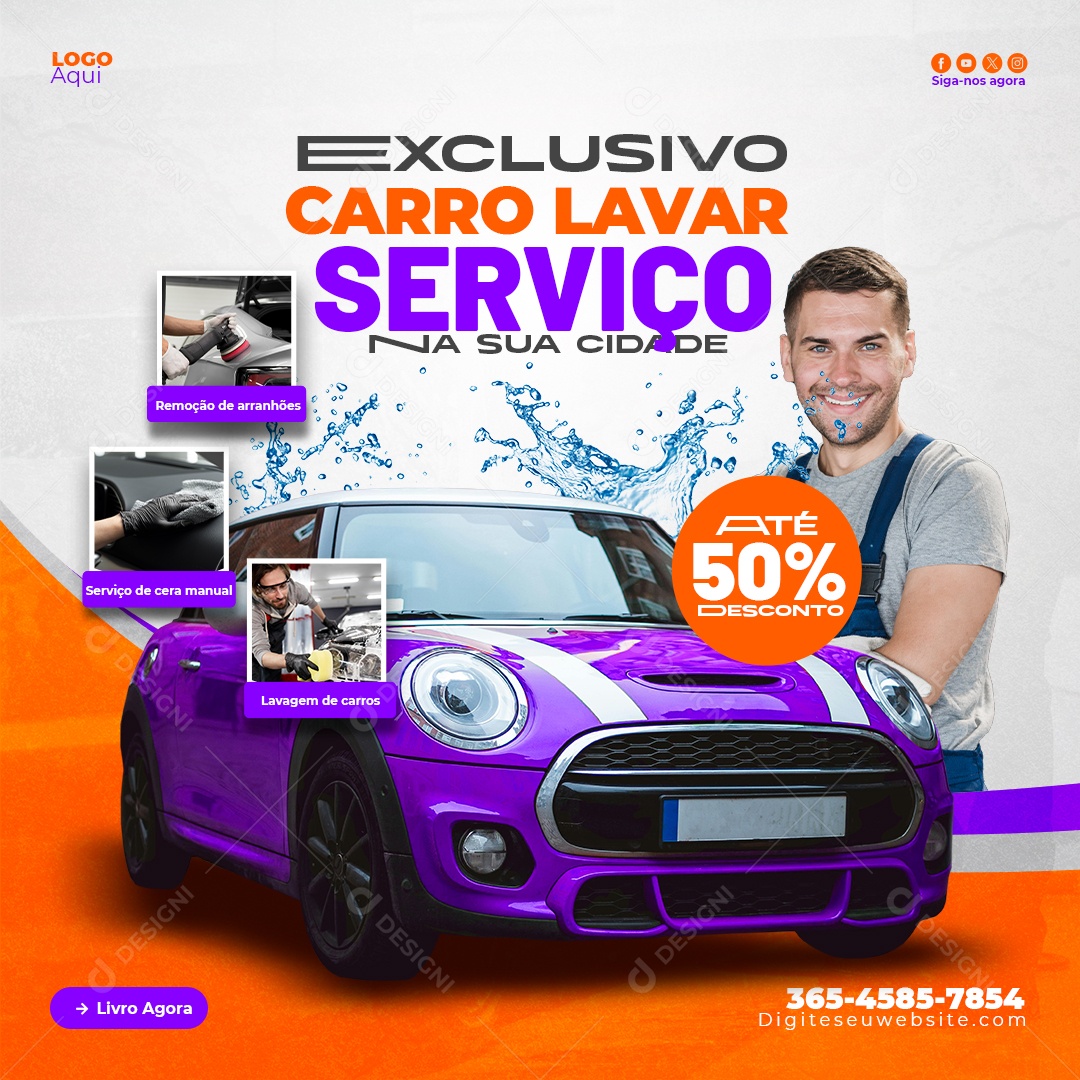 Exlusivo Serviço de Lava Jato 50% Social Media PSD Editável