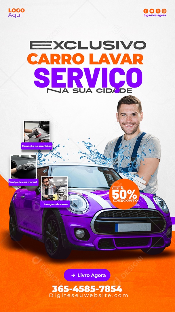 Exlusivo Serviço de Lava Jato 50% Story Social Media PSD Editável