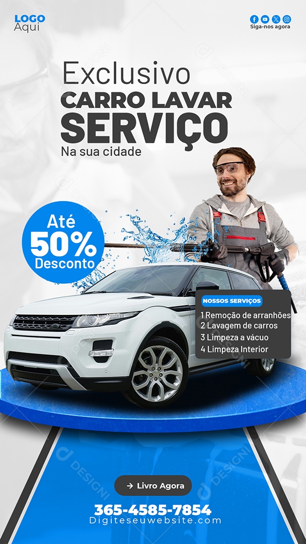 Exlusivo Serviço de Lava jato Story Social Media PSD Editável