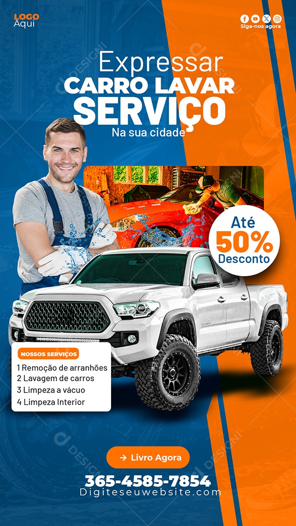 Expresso Serviço de Lava jato Story Social Media PSD Editável