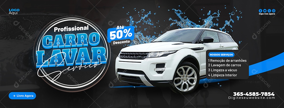Lava Jato 50% de Desconto Banner Social Media PSD Editável