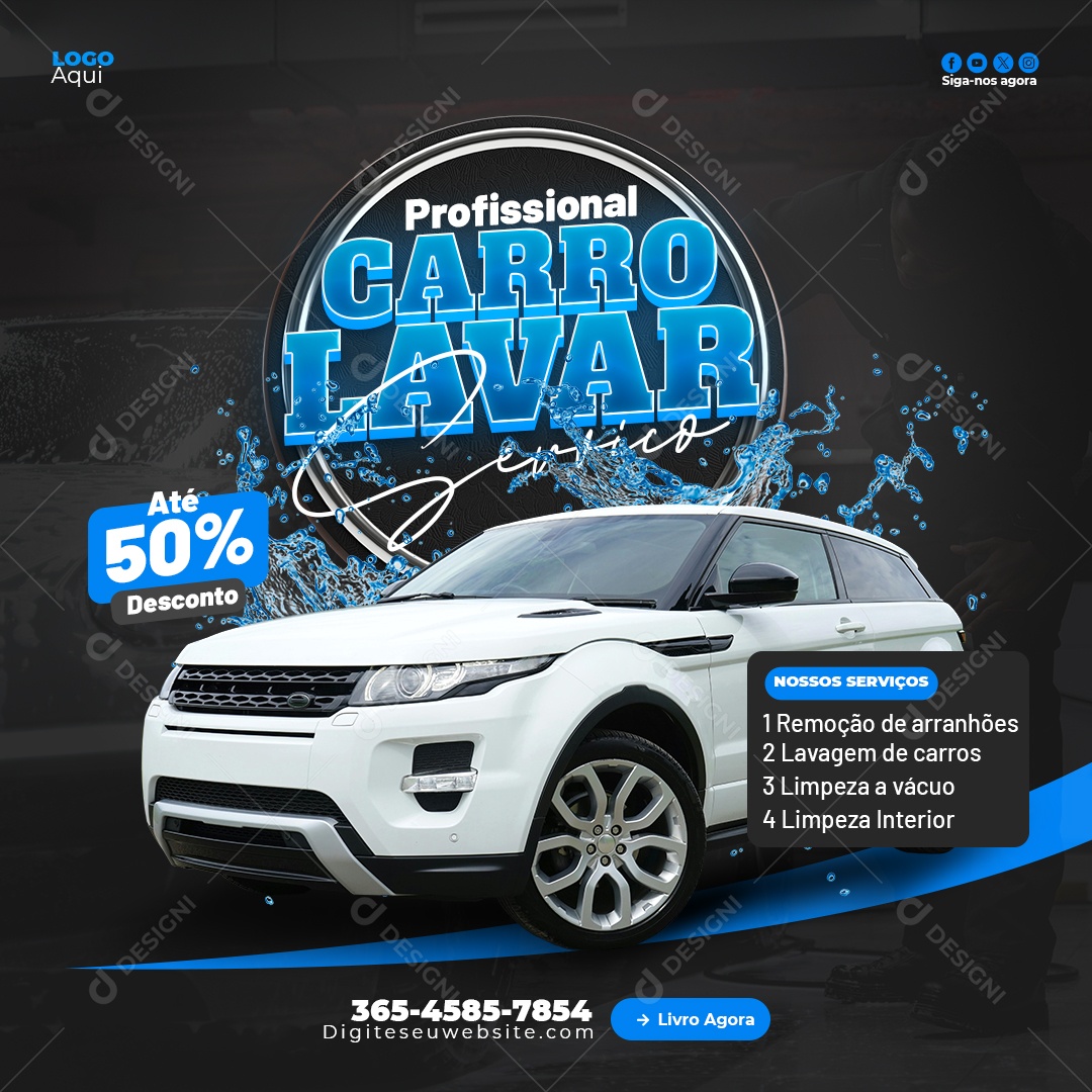 Lava Jato 50% de Desconto Social Media PSD Editável
