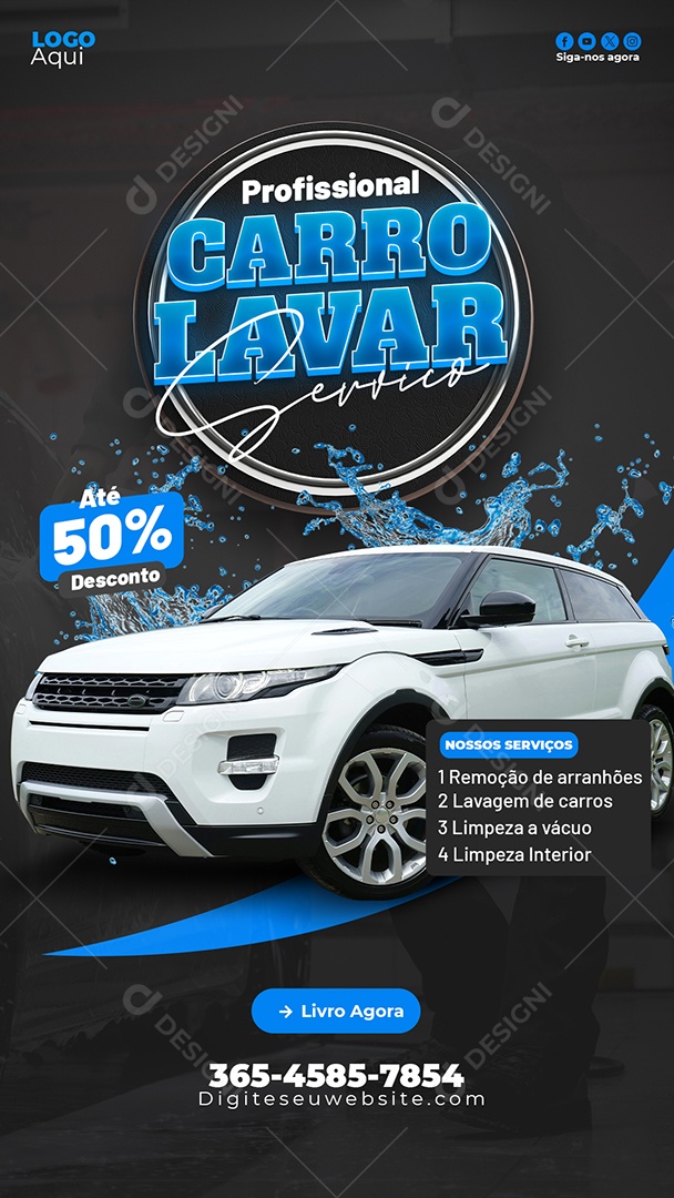 Lava Jato 50% de Desconto Story Social Media PSD Editável