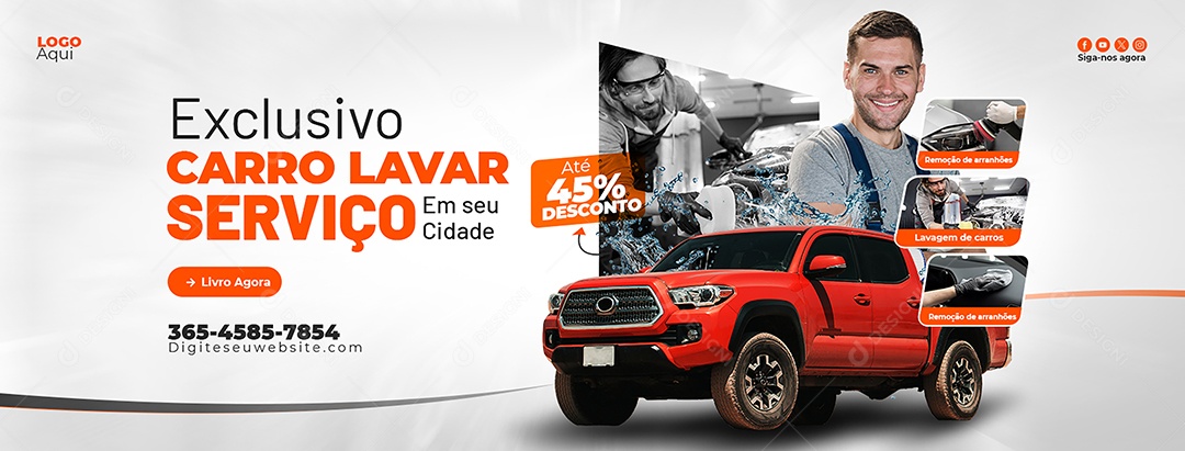 Lava Jato Exclusivo em sua Cidade Banner Social Media PSD Editável