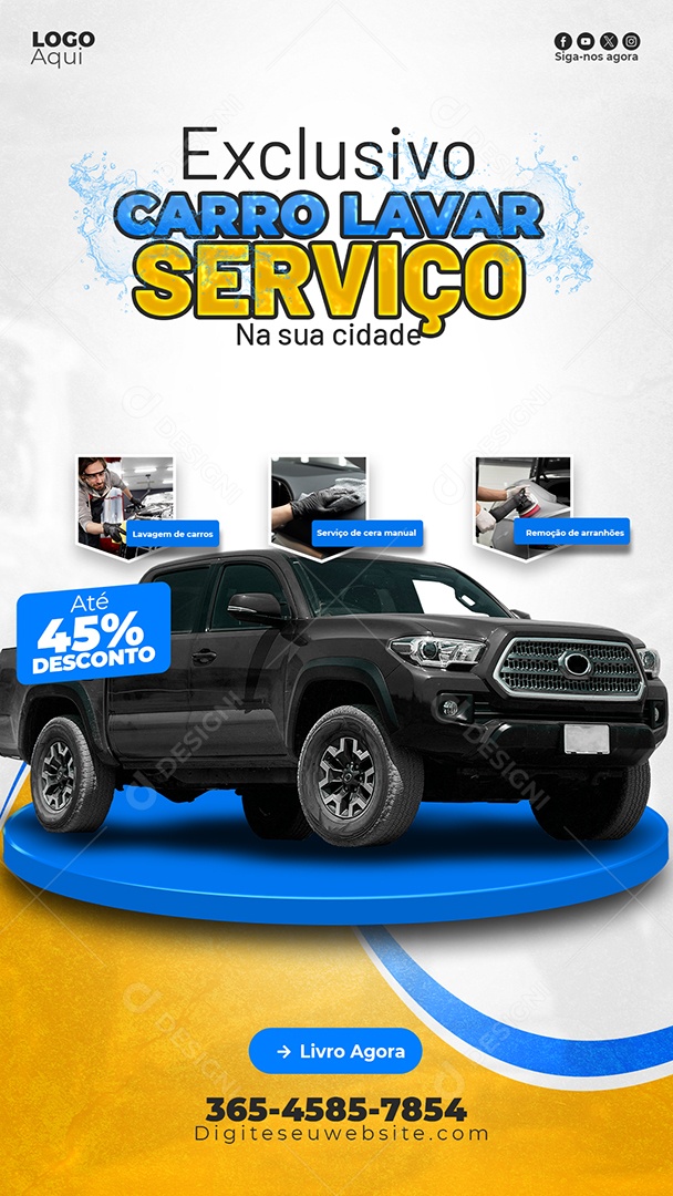 Lava Jato Exclusivo Serviço na sua Cidade Banner Social Media PSD Editável