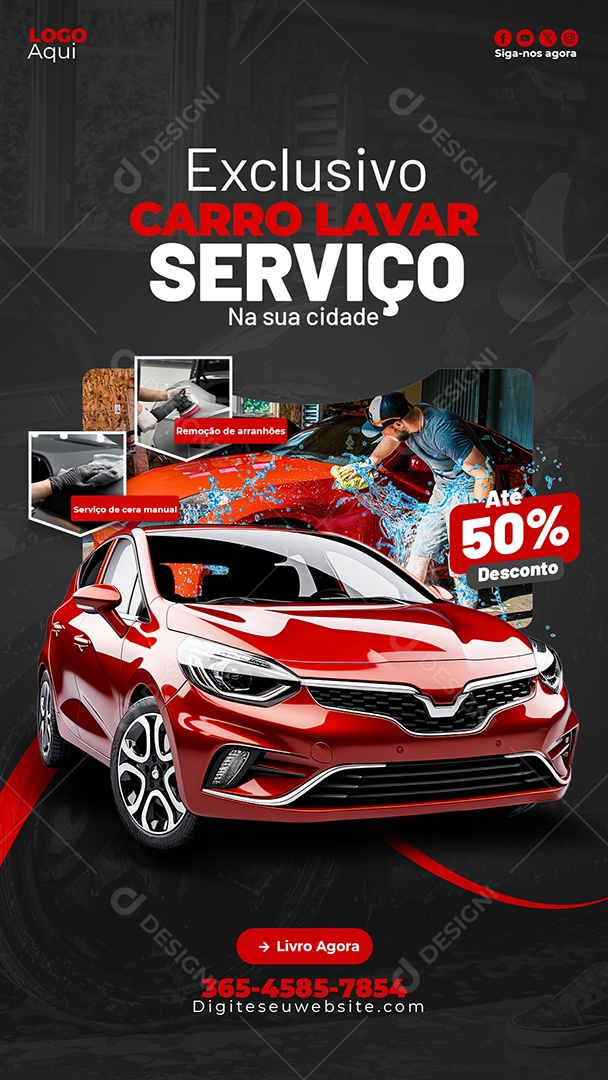 Lava Jato Exclusivo Serviço na sua Cidade Story Social Media PSD Editável