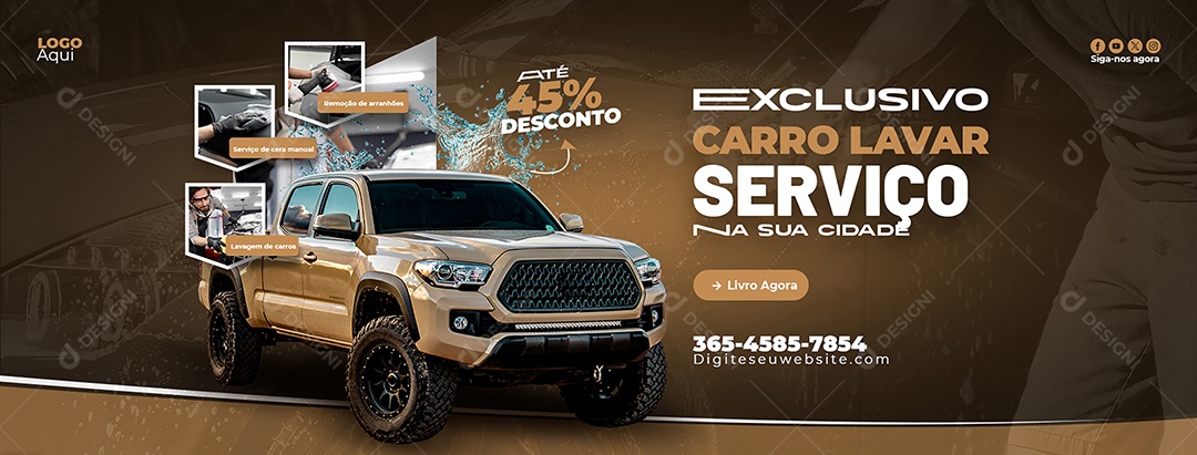 Lava Jato Na sua Cidade Serviço Exclusivo Banner Social Media PSD Editável