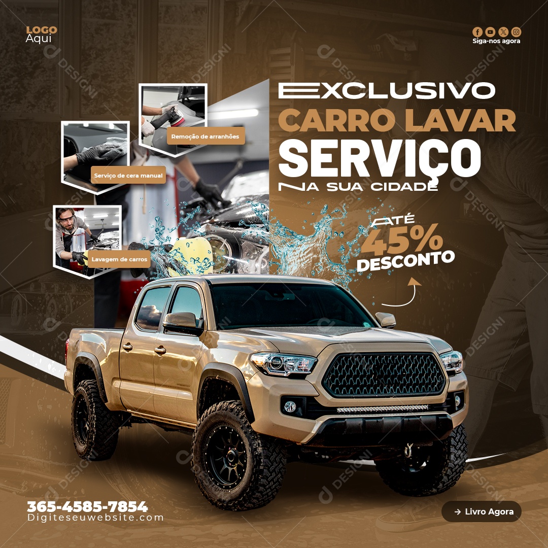 Lava Jato Na sua Cidade Serviço Exclusivo Social Media PSD Editável