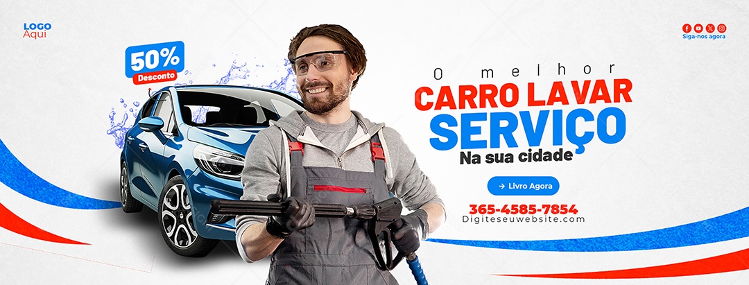 Lava Jato o Melhor Serviço na sua Cidade Banner Social Media PSD Editável