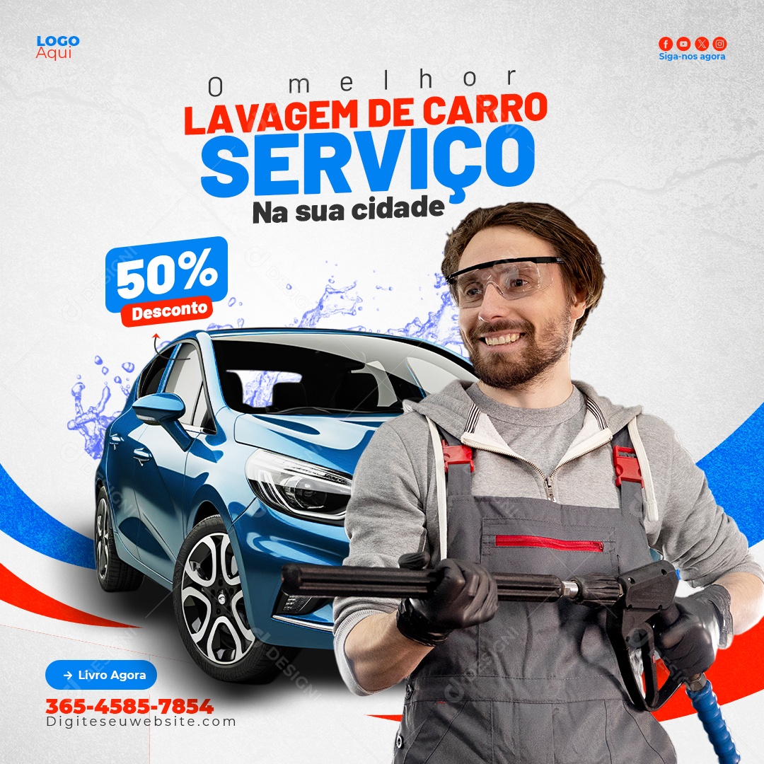 Lava Jato o Melhor Serviço na sua Cidade Social Media PSD Editável