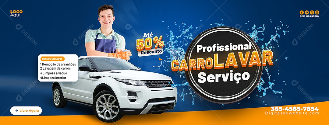 Lava Jato Remoção de Arranhões Banner Social Media PSD Editável