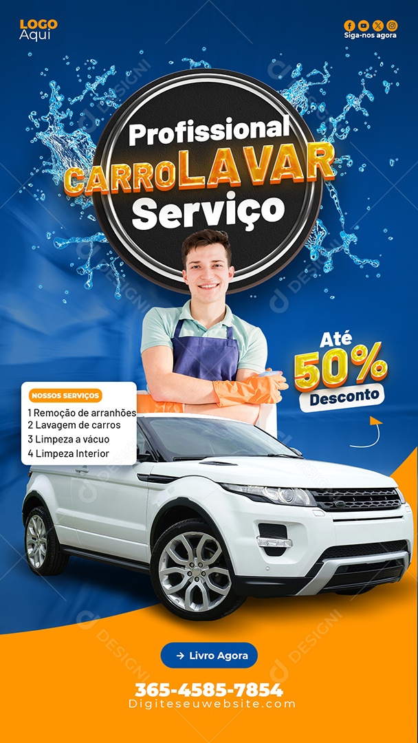 Lava Jato Remoção de Arranhões Story Social Media PSD Editável