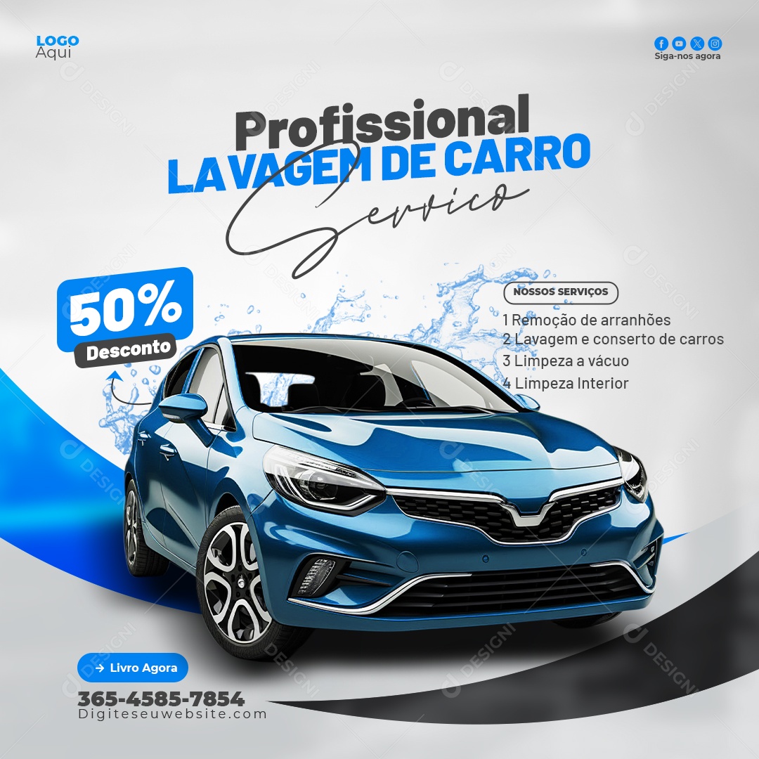 Lava Jato Serviço Profissional Nossos Serviços Social Media PSD Editável