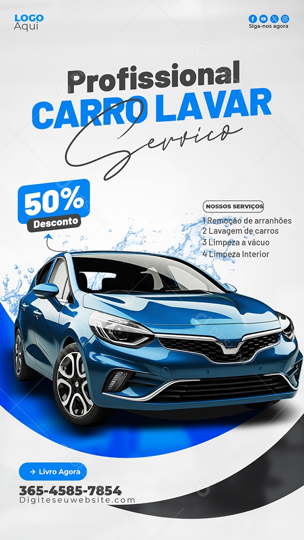 Lava Jato Serviço Profissional Nossos Serviços Story Social Media PSD Editável