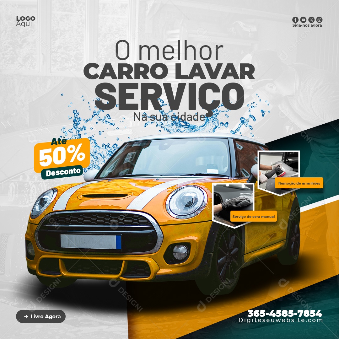 o Melhor Serviço lava Jato Na Sua Cidade Social Media PSD Editável