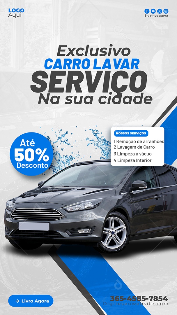 Serviço de Lava Jato 50% Story Social Media PSD Editável