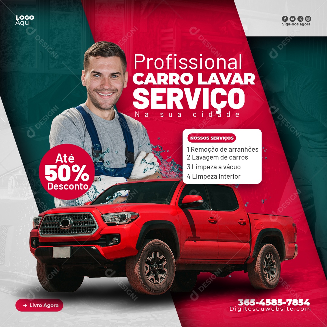 Serviço Profissional de Lava Jato 50% Social Media PSD Editável