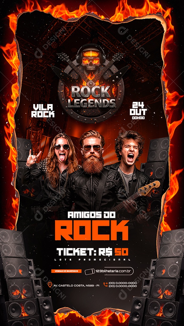 Story Flyer Próximos Shows Amigos do Rock Social Media PSD Editável