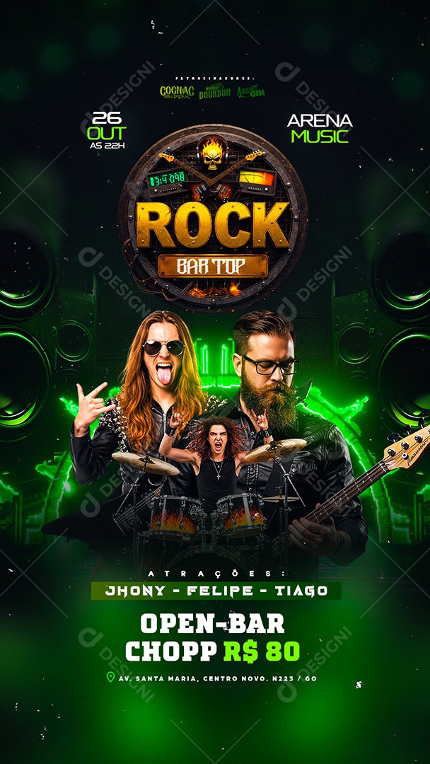 Story Flyer Próximos Shows Rock Bar Top Social Media PSD Editável